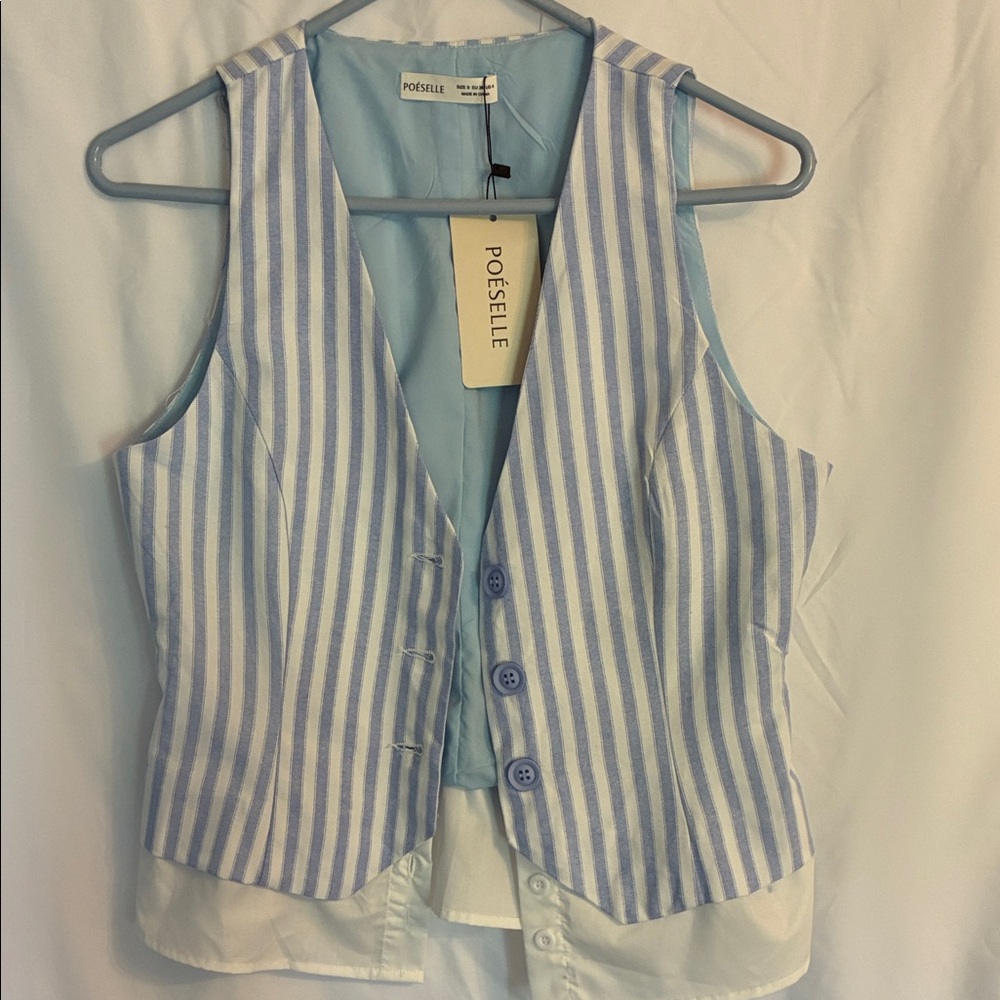 Women's Blue Striped Vest